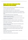 Music 101 Unit 1 Elements Test Questions and Answers