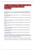 DMV VIRGINIA PERMIT PRACTICE TEST QUESTIONS WITH CERTIFIED ANSWERS 