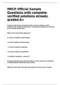 MRCP Official Sample Questions with complete verified solutions already graded A&plus;