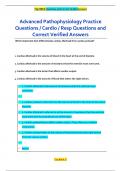 Advanced Pathophysiology Practice  Questions &sol; Cardio &sol; Resp Questions and  Correct Verified Answers