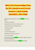 WGU C214 Financial Mgmt Pass the OA &vert; Questions and Correct Answers &vert; Latest Update 2024&sol;2025 &vert; 100&percnt; PASS