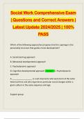 Social Work Comprehensive Exam &vert; Questions and Correct Answers &vert; Latest Update 2024&sol;2025 &vert; 100&percnt; PASS