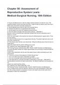 Chapter 50&colon; Assessment of Reproductive System Lewis&colon; Medical-Surgical Nursing&comma; 10th Edition QUESTIONS AND CORRECT DETAILED ANSWERS WITH RATIONALES 2025&sol;2026 &lpar;VERIFIED ANSWERS&rpar; &vert;ALREADY GRADED A&plus;