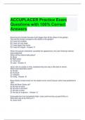 ACCUPLACER Practice Exam Questions with 100&percnt; Correct Answers 