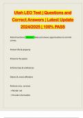 Utah LEO Test &vert; Questions and Correct Answers &vert; Latest Update 2024&sol;2025 &vert; 100&percnt; PASS