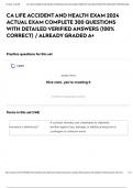 CA LIFE ACCIDENT AND HEALTH EXAM 2024 ACTUAL EXAM COMPLETE 300 QUESTIONS WITH DETAILED VERIFIED ANSWERS &lpar;100&percnt; CORRECT&rpar; &sol; ALREADY GRADED A&plus;
