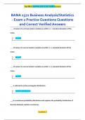 BANA 2372 Business Analysis&sol;Statistics  - Exam 2 Practice Questions Questions  and Correct Verified Answers
