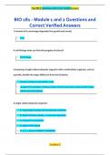 BIO 181 - Module 1 and 2 Questions and  Correct Verified Answers