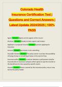 Colorado Health Insurance Certification Test &vert; Questions and Correct Answers &vert; Latest Update 2024&sol;2025 &vert; 100&percnt; PASS