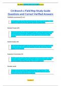 CA Branch 2 Field Rep Study Guide Questions and Correct Verified Answers