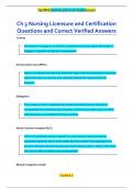 Ch 3 Nursing Licensure and Certification Questions and Correct Verified Answers