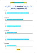 Chapter 1 Health &lpar;CCHS&rpar; Questions and  Correct Verified Answers