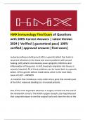 HMX Immunology Final Exam all Questions with 100&percnt; Correct Answers &vert; Latest Version 2024 &vert; Verified &vert; guaranteed pass&vert; 100&percnt; verified&vert; approved answers &vert;final exam&vert; 