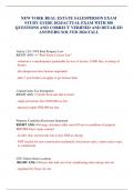 NEW YORK REAL ESTATE SALESPERSON EXAM STUDY GUIDE 2024&sol;ACTUAL EXAM WITH 300 QUESTIONS AND CORRECT VERIFIED AND DETAILED ANSWERS&sol; SOLVED 2024 FALL