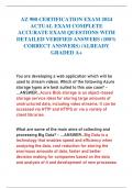 AZ 900 CERTIFICATION EXAM 2024  ACTUAL EXAM COMPLETE  ACCURATE EXAM QUESTIONS WITH  DETAILED VERIFIED ANSWERS &lpar;100&percnt;  CORRECT ANSWERS&rpar; &sol;ALREADY  GRADED A&plus;
