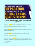 PSY 120 Exam &num;3 Study Guide&sol; 210 Quizzes & Definitions&period;   retrieval cue - Answer&colon; retrieval cue&colon; help in the process of recovering previously stored memories &lpar;ex&period; pencil&comma; notes&comma; coffee all things at a lecture&rpar;  free recall - Answer&colon; testing condition in w