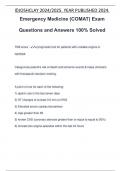 Emergency Medicine &lpar;COMAT&rpar; Exam Questions and Answers 100&percnt; Solved