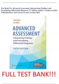 Test Bank For Advanced Assessment&colon; Interpreting Findings And Formulating Differential Diagnoses 5th Edition Author&colon; Goolsby&comma;Grubbs With Questions And Answers Latest Version 2024