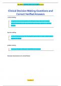 Clinical Decision Making Questions and  Correct Verified Answers