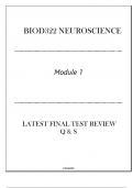 BIOD322 Neuroscience &lpar;Module 1&rpar; Latest Final Test Review Q & S 2024