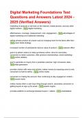 Digital Marketing Foundations Test Questions and Answers Latest 2024 - 2025 &lpar;Verified Answers&rpar;