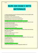  NURS 504 EXAM 5 WITH RATIONALES &lpar;Latest 2024 &sol; 2025&rpar; &vert; Questions and Verified Answers &vert; 100&percnt; Correct &vert; Grade A - Wilkes