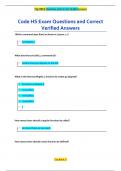 Code HS Exam Questions and Correct  Verified Answers