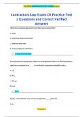 Contractors Law Exam CA Practice Test  1 Questions and Correct Verified  Answers