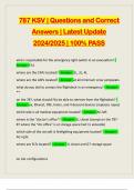 787 KSV &vert; Questions and Correct Answers &vert; Latest Update 2025&sol;2026 &vert; 100&percnt; PASS
