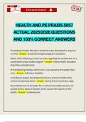 HEALTH AND PE PRAXIS 5857 ACTUAL 2025&sol;2026 QUESTIONS AND 100&percnt; CORRECT ANSWERS