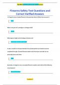 Firearms Safety Test Questions and  Correct Verified Answers