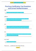 Five Guys Certification Test Questions  and Correct Verified Answers