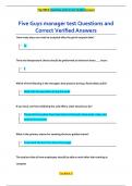 Five Guys manager test Questions and  Correct Verified Answers