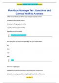 Five Guys Manager Test Questions and  Correct Verified Answers