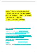 MASTER ADDICTION COUNSELOR EXAM 2024&vert;LATEST UPDATE EXAM QUESTIONS AND CORRECT VERIFIED ANSWERS ALL GRADED A&plus;&vert;GUARANTEED SUCCESS