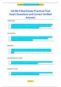GA MLS Real Estate Practical Final  Exam Questions and Correct Verified  Answers