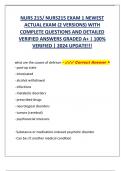NURS 215&sol; NURS215 EXAM 1 NEWEST ACTUAL EXAM &lpar;2 VERSIONS&rpar; WITH  COMPLETE QUESTIONS AND DETAILED  VERIFIED ANSWERS GRADED A&plus; &vert; 100&percnt;  VERIFIED &vert; 2024 UPDATE&excl;&excl;&excl;