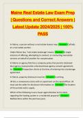 Maine Real Estate Law Exam Prep &vert; Questions and Correct Answers &vert; Latest Update 2024&sol;2025 &vert; 100&percnt; PASS