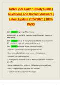 CANS 200 Exam 1 Study Guide &vert; Questions and Correct Answers &vert; Latest Update 2024&sol;2025 &vert; 100&percnt; PASS