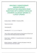 ONS&sol;ONCC CHEMOTHERAPY  IMMUNOTHERAPY  CERTIFICATION &lpar;2024&sol;2025&rpar; EXAM  QUESTIONS WITH CORRECT DETAILED  ANSWERS &vert;&vert; ALREADY GRADED A&plus;  <LATEST UPDATE> 
