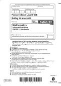 Edexcel As Level Mathematics Mechanics Paper 2 2026 &lpar;8MA0&sol;22&rpar;