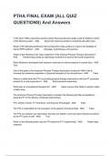 PTHA FINAL EXAM &lpar;ALL QUIZ QUESTIONS&rpar; And Answers