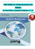 Test Bank for Global Business&comma; 5th Edition Mike W&period; Peng 2024 &sol; Chapter &lpar; 1-17 &rpar; A&plus;