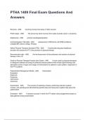 PTHA 1409 Final Exam Questions And Answers