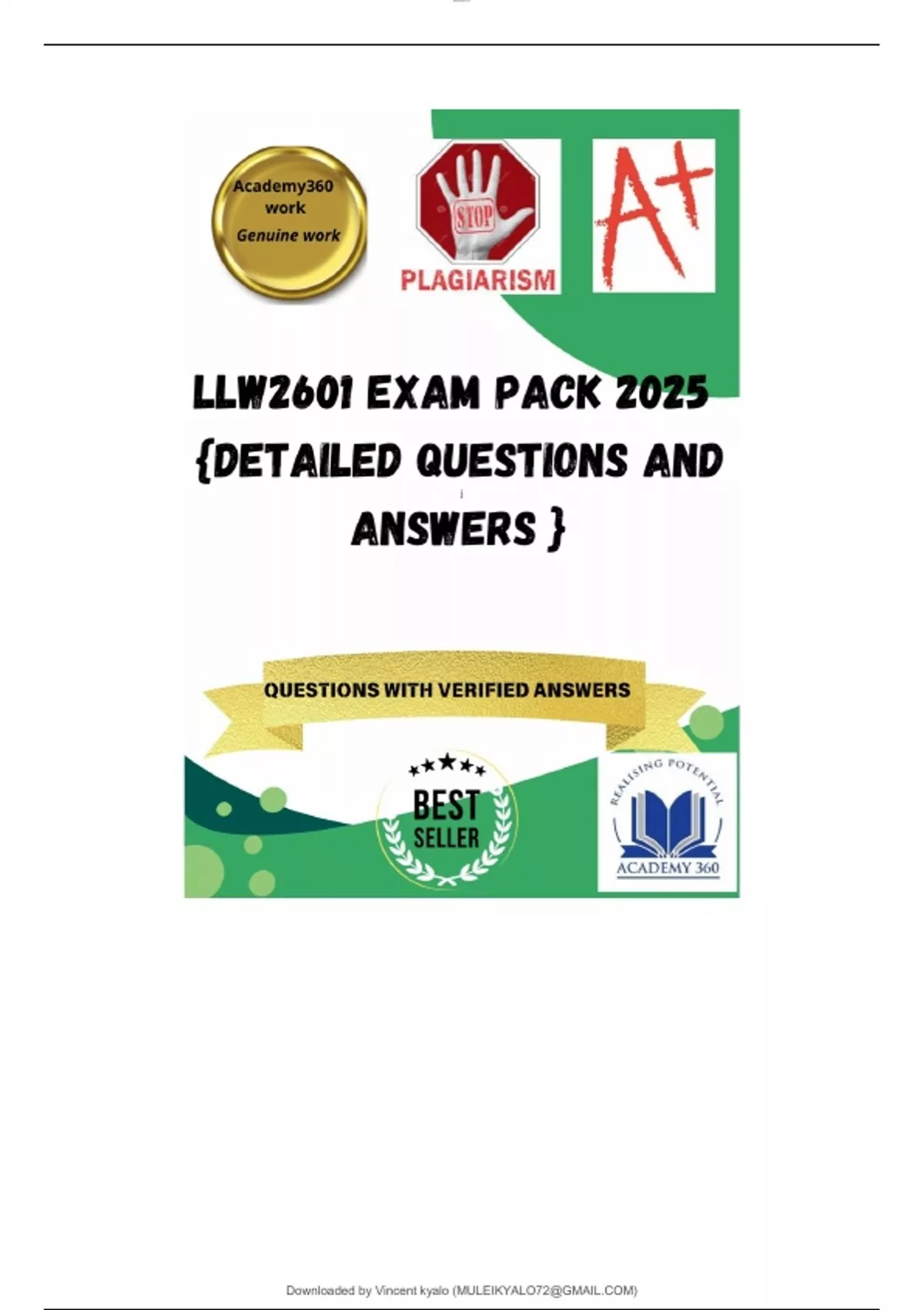 LLW2601 EXAM PACK 2025 {DETAILED QUESTIONS AND ANSWERS } - Individual ...