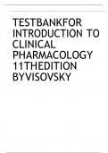 Test Bank - Introduction to Clinical Pharmacology 11th Edition by Constance G Visovsky&comma; All Chapters &vert; Latest Update &vert; Complete Guide A&plus;