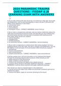 2024 PARAMEDIC TRAUMA QUESTIONS - FISDAP & JB LEARNING EXAM WITH ANSWERS