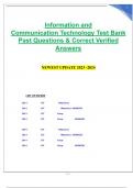Information and Communication Technology Test Bank Past Questions & Correct Verified Answers