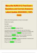 Maryville NURS 612 Final Exam &vert; Questions and Correct Answers &vert; Latest Update 2024&sol;2025 &vert; 100&percnt; PASS