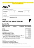 BUNDLE&colon;&colon;&colon; AQA GCSE COMBINED SCIENCE&colon; TRILOGY Foundation Tier Paper 2024 Question Paper and Mark Scheme
